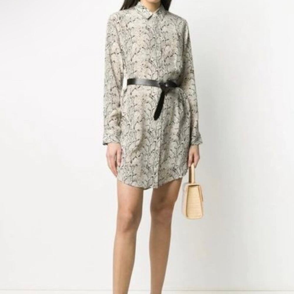 Equipment Essential Silk Shirt Dress Snake Print Long Sleeve Size Small